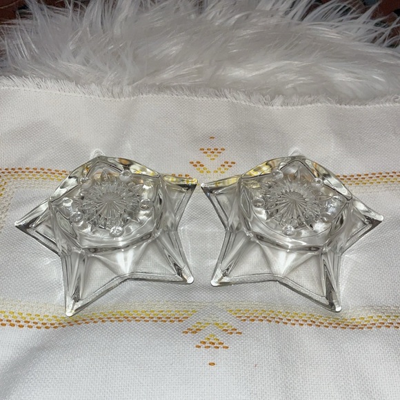 Vintage 1930’s cut Star-Shaped Glass Candle Holders. - Picture 4 of 7